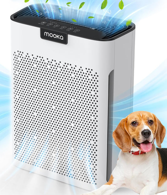 Air Purifiers for Home Large Room 2000 Ft² with Washable Filters, Fragrance Sponge, MOOKA H13 HEPA Filter Pet Air Purifier for Bedroom, Air Cleaner for Smoke Dust Pollen Pets Hair Odor, KJ190L White