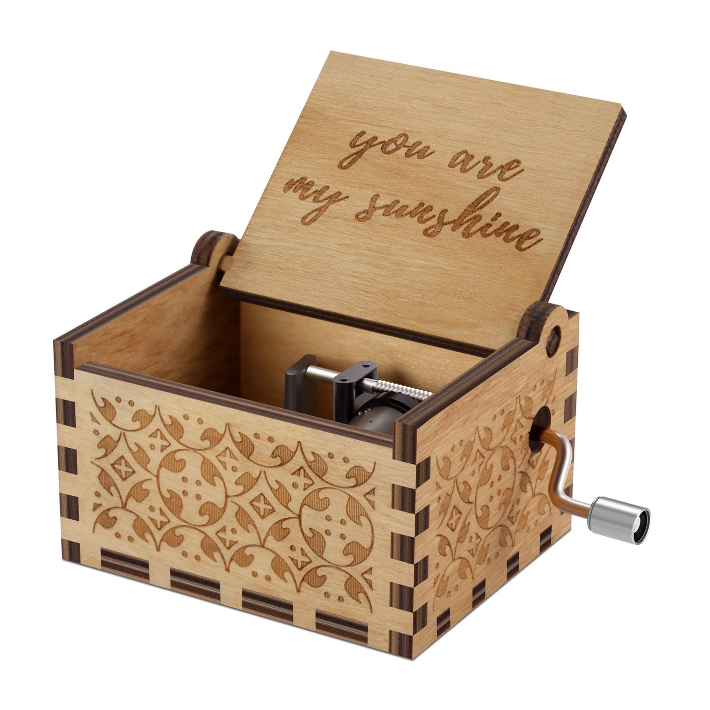 You are My Sunshine Wood Music Boxes,Laser Engraved Vintage Wooden Sunshine Musical Box Gifts for Birthday/Christmas/Valentine's Day