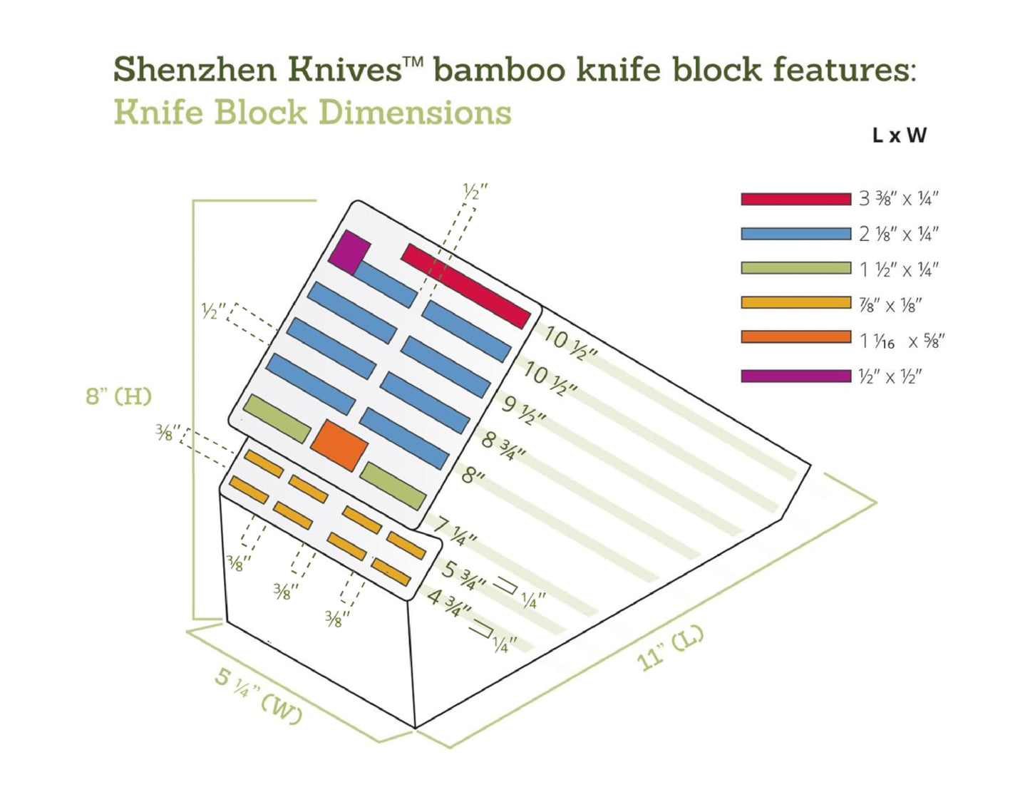 Shenzhen Knives 20 Slot Universal Knife Block: Large Bamboo Finish Wood Knife Block without Knives - Countertop Butcher Block Knife Holder and Organizer with Wide Slots for Easy Kitchen Knife Storage