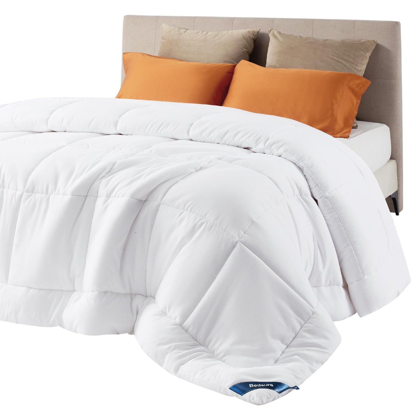 Bedsure Comforter Duvet Insert - Quilted Comforters Full Size, All Season Duvet, Down Alternative Bedding Comforter with Tabs(White,Full 86"x82")