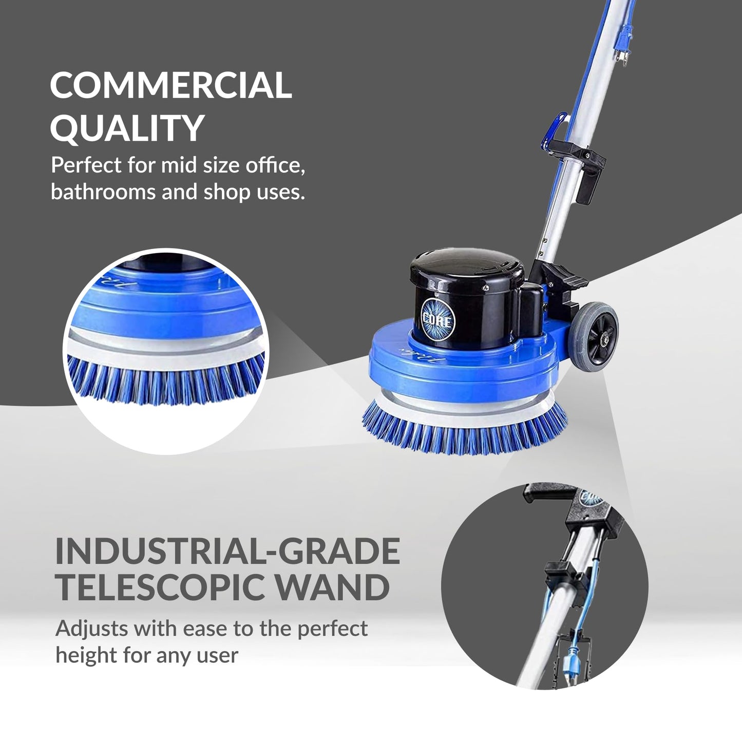 Prolux Core 13 inch Electric Floor Buffer Scrubber and Polisher Machine - All Floor Surfaces