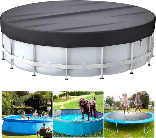 BROSYDA Round Pool Cover, 22 Ft Swimming Pool Cover for Above Ground Pools, Hot Tub Cover, Heavy Duty Pool Cover with Ground Nails, Tension Hook, Drawstring (Black)