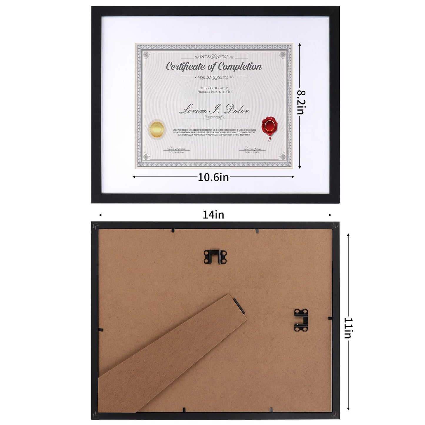 EYMPEU 8.5 x 11 Picture Frames with Mat Wood Set of 15, Black Frame 11x14 Matted to 8.5x11 Certificate Diploma Award Document Degree Bulk for Wall, Table Top