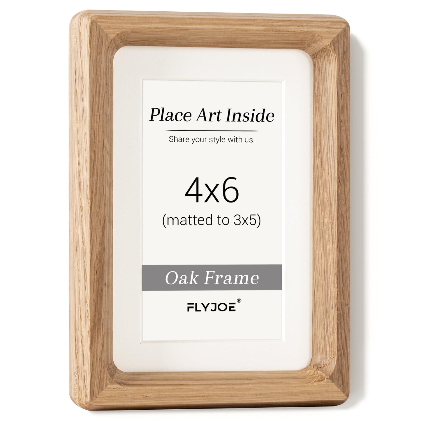 4x6 Picture Frame, USA-Sourced Natural Oak Wood Photo Frame with Tempered Glass, Handcrafted Rounded Corner 4 x 6 Wooden Frame Matted to 3x5 Photos, Wall or Tabletop Display