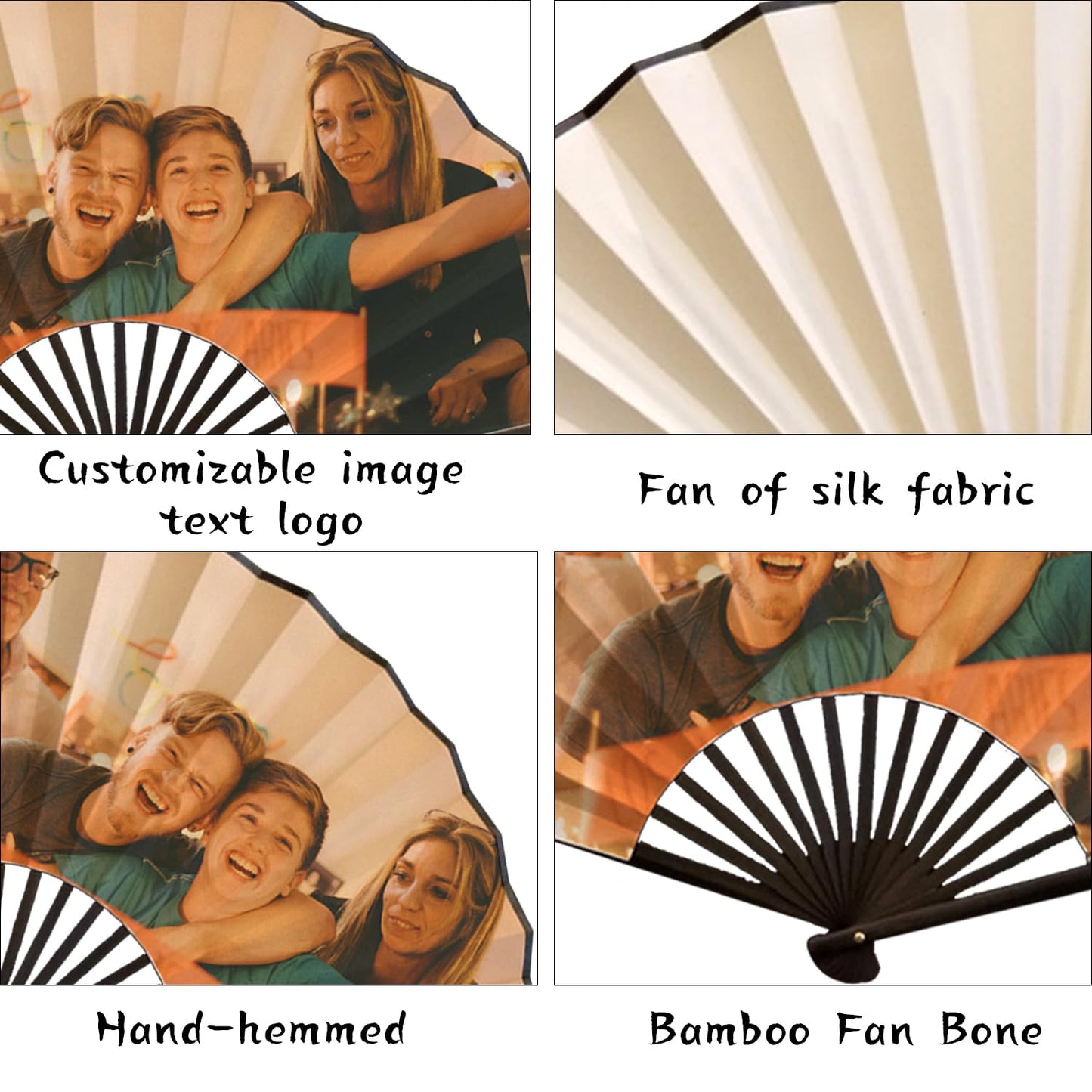 generic Personalized Folding Fan Custom Photo Hand Held Fans Gifts for Wedding Concert Saloon Cosplay Party Rave Accessories Ideal Gifts for Women Man Decorative Folding Fan