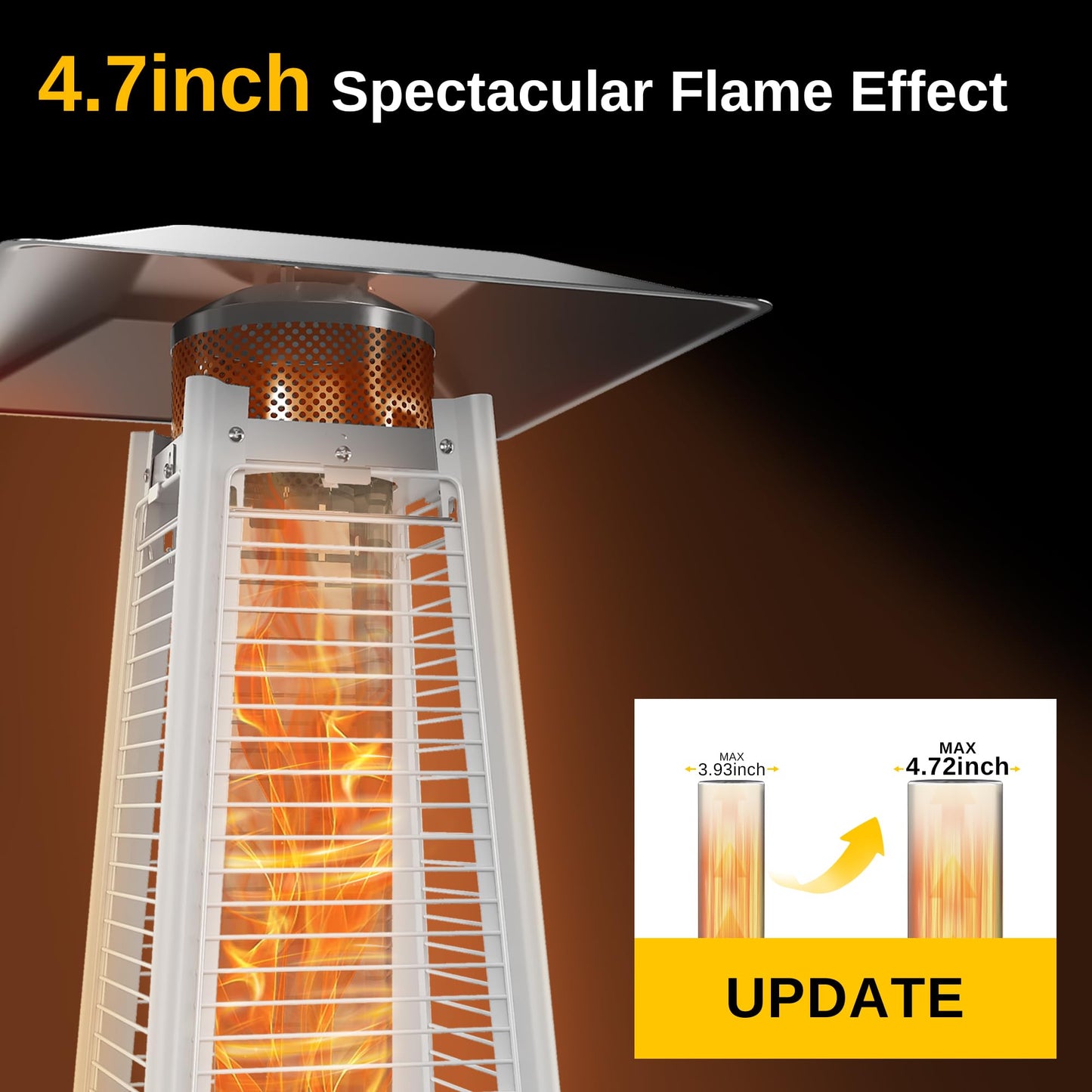 EAST OAK Pyramid Patio Heater, 48,000 BTU Outdoor Patio Heater, Quartz Glass Tube Propane Heater for Commercial & Residential, Triple Protection System, With Wheels, 2024 Upgrade, Bronze