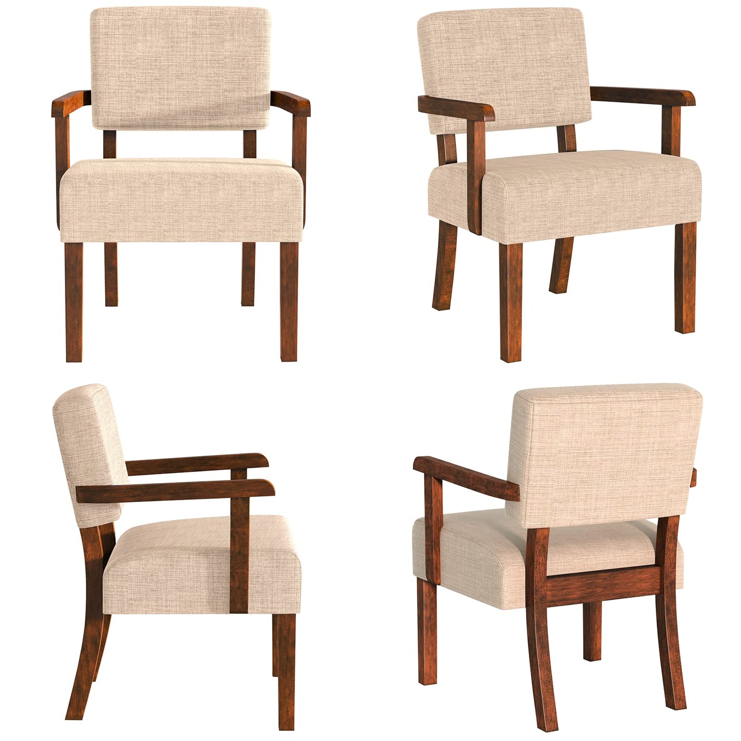 FAGAGA Accent Chair Set of 2 with Table, Living Room Chairs with Soft Seat and Armrests for Living Room Bedroom Reading Room Waiting Room (Beige) (AC01)