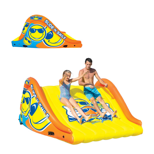 Wow Sports Slide N Smile Slide with 2 Lanes, Giant Floating Water Slide for Adults and Kids