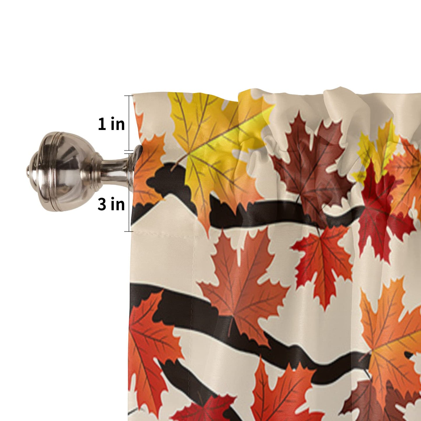 Harvest Pumpkin Valances Windows Curtain Thanksgiving Fall Kitchen Valances Rod Pocket Autumn Maple Leaf Window Curtain Treatment Short Topper Curtains Autumn, Fall Seasonal Decor 1 Panel,54 by 18 in