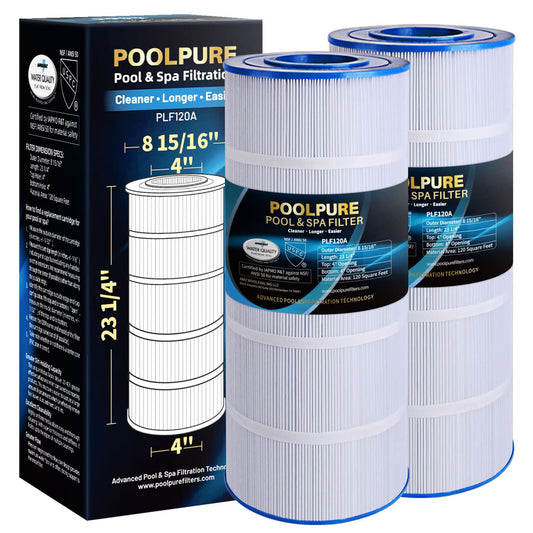 POOLPURE PA120 Pool Filter Replaces Hayward C1200, CX1200RE, Unicel C-8412, Filbur FC-1293, Clearwater II 125, Waterway Pro Clean PCCF-125, 817-0125N, 120 sq.ft Cartridge, 2 Pack