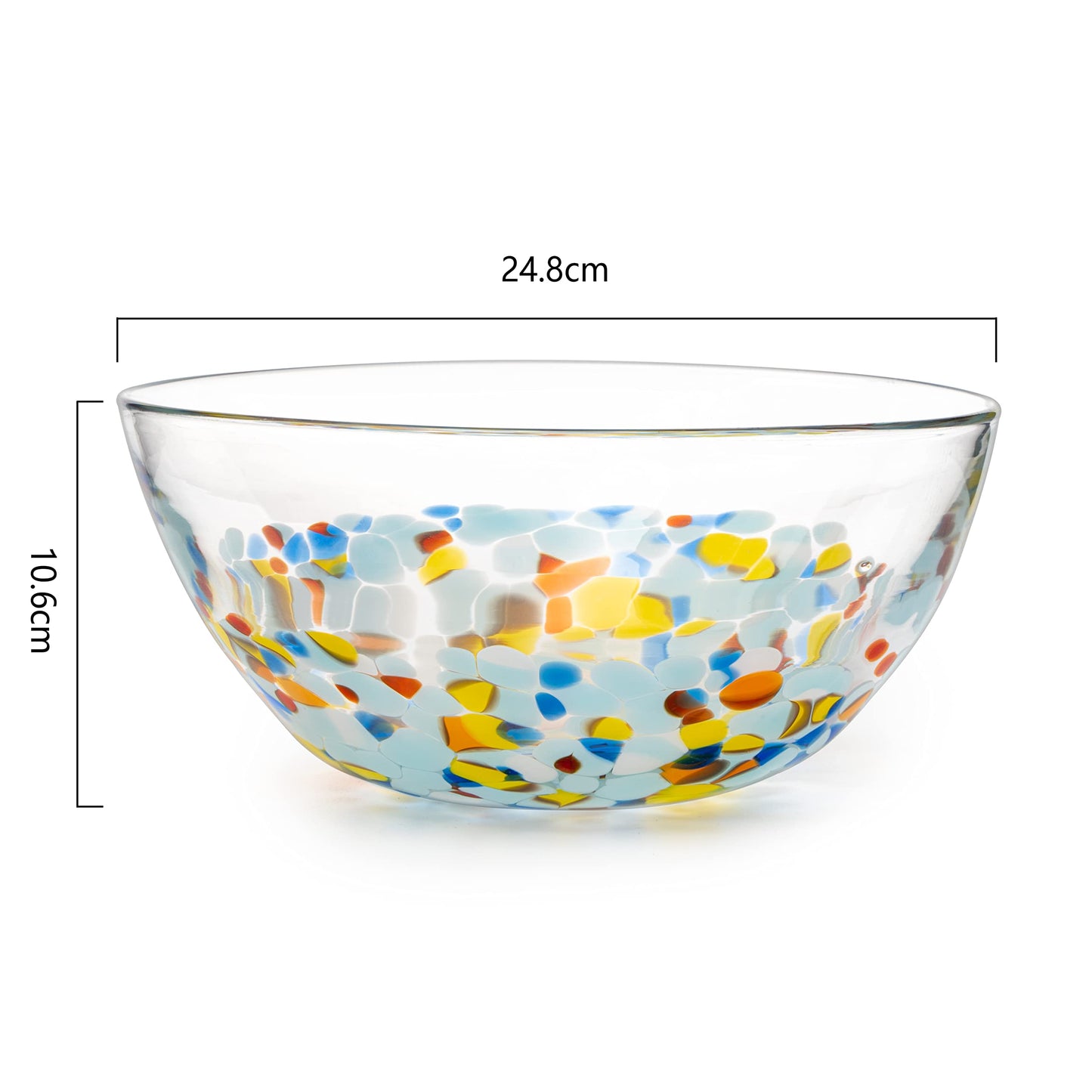 GUTE Glass Gallon Punch Bowl - Party Serveware for Cocktails, Functional Centerpiece, Mexican Design Confetti Bowls, Artisan Crafted Large, 4.1"x9.75", Dishwasher Safe, Ladel Not Included