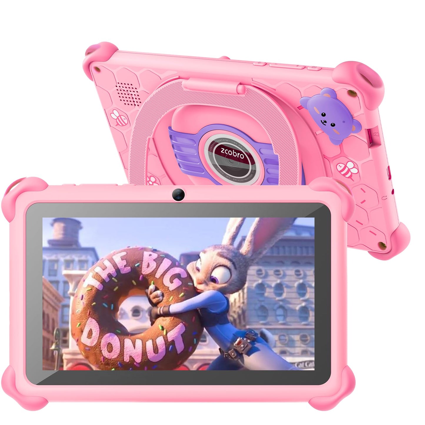 Kids Tablet 7" Toddler Tablet for Kids, 2GB RAM 32GB ROM Kids Learning Tablets with Case Bluetooth WiFi GMS Parental Control Children Tablet for Girls Boys Free Games and App Preinstalled, Pink