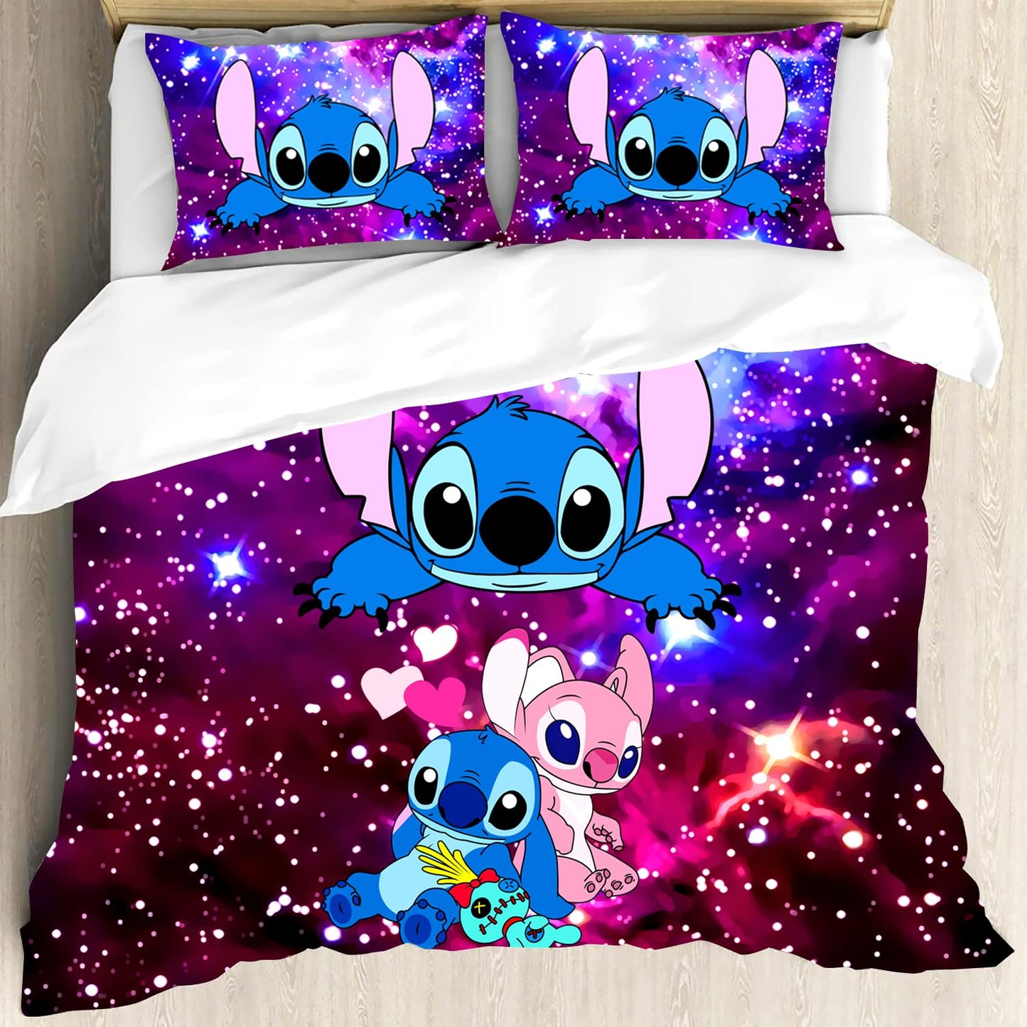 LUSTROVA 3 Pcs Cute Anime Cartoon Comforter Bed Sets with 1 Quilt Cover 2 Pillowcases 3D Printed Lightweight Bedding Sets Gifts for Girls Boys Kids Adults 68""X90"", Twin