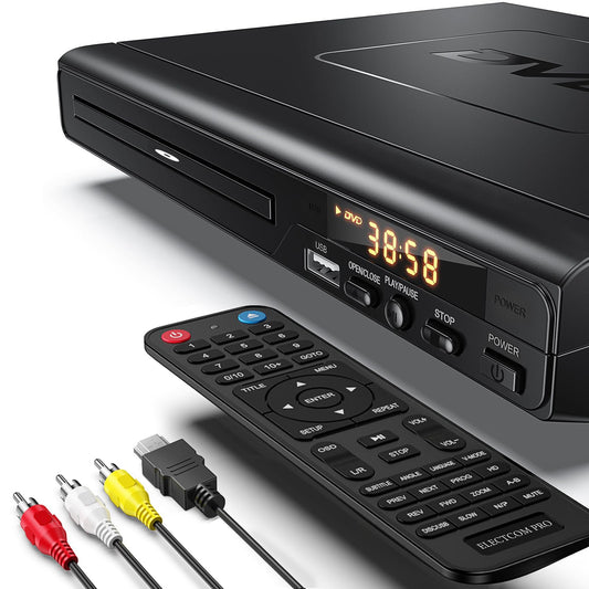 DVD Players for TV with HDMI, DVD Players That Play All Regions, Simple DVD Player for Elderly, CD Player for Home Stereo System, Included HDMI and RCA Cable