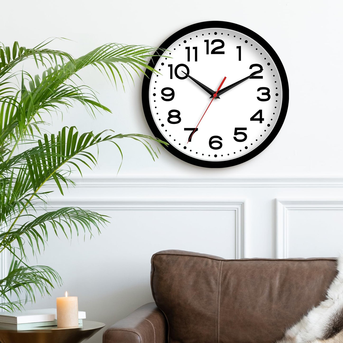 Roymnie Wall Clock Silent Non-Ticking Modern Clock Battery Operated 8 Inch Small Classic Analog Decorative for Kitchen, Living Room, Office, Bedroom, Bathroom (Black)