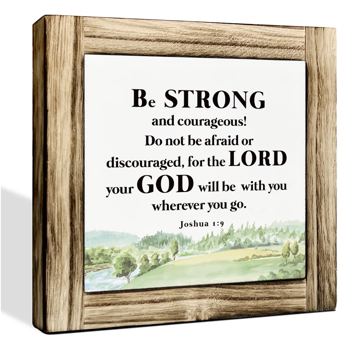 Be Strong and Courageous Sign, Christian Decor, Scripture Decor, Christian Wood Sign, Decorative Plaque Box Sign, Inspirational Sign, Office Decor, Home Desk Decor, Religious Gift for Men Women