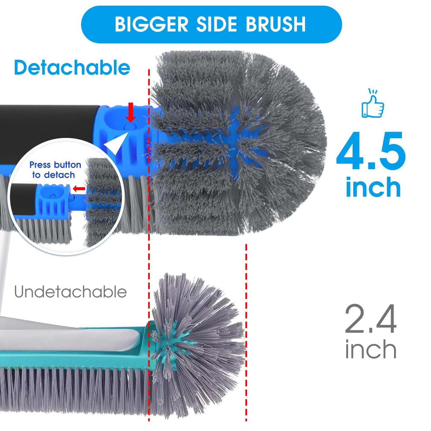 TidyMister 20'' 2 in 1 Pool Brush Head Cobweb Duster Heavy Duty Pool Cleaning Detachable Round Brush with EZ Clip & Wavy Nylon Bristles for Inground Pool & Above-Ground Pool (Without Pole)