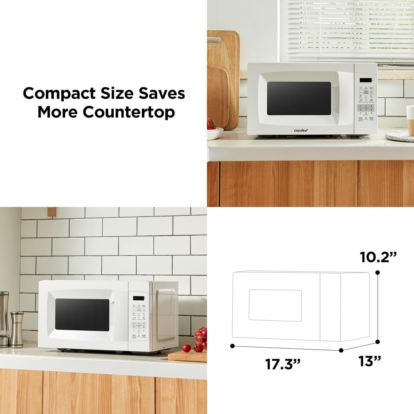 COMFEE' EM720CPL-PM Countertop Microwave Oven with Sound On/Off, ECO Mode and Easy One-Touch Buttons, 0.7 Cu Ft/700W, Pearl White