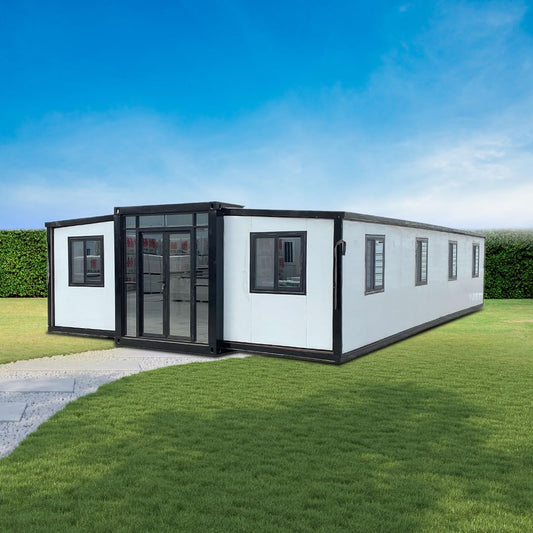 Hushhd Nova 19ft x 20ft Modern Expandable Prefab House Tiny Home with Bathroom, Living Room, Kitchen & Bedrooms, Electricity, & Hot Water House to Live in (3 Bedroom Configuration)