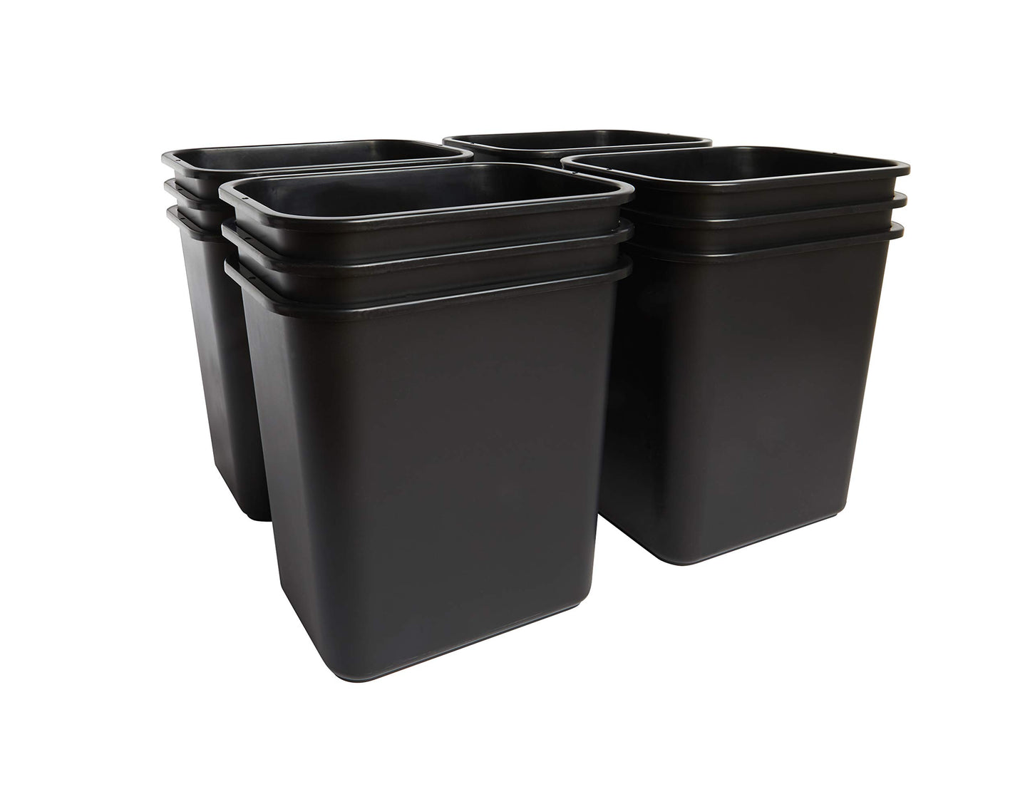 United Solutions 7 Gallon / 28 Quart Space Saving Trash Wastebasket, Fits Under Desk and Small, Narrow Spaces in Commercial, Kitchen, Home Office, and Dorm, Easy to Clean, Black (Pack of 12)