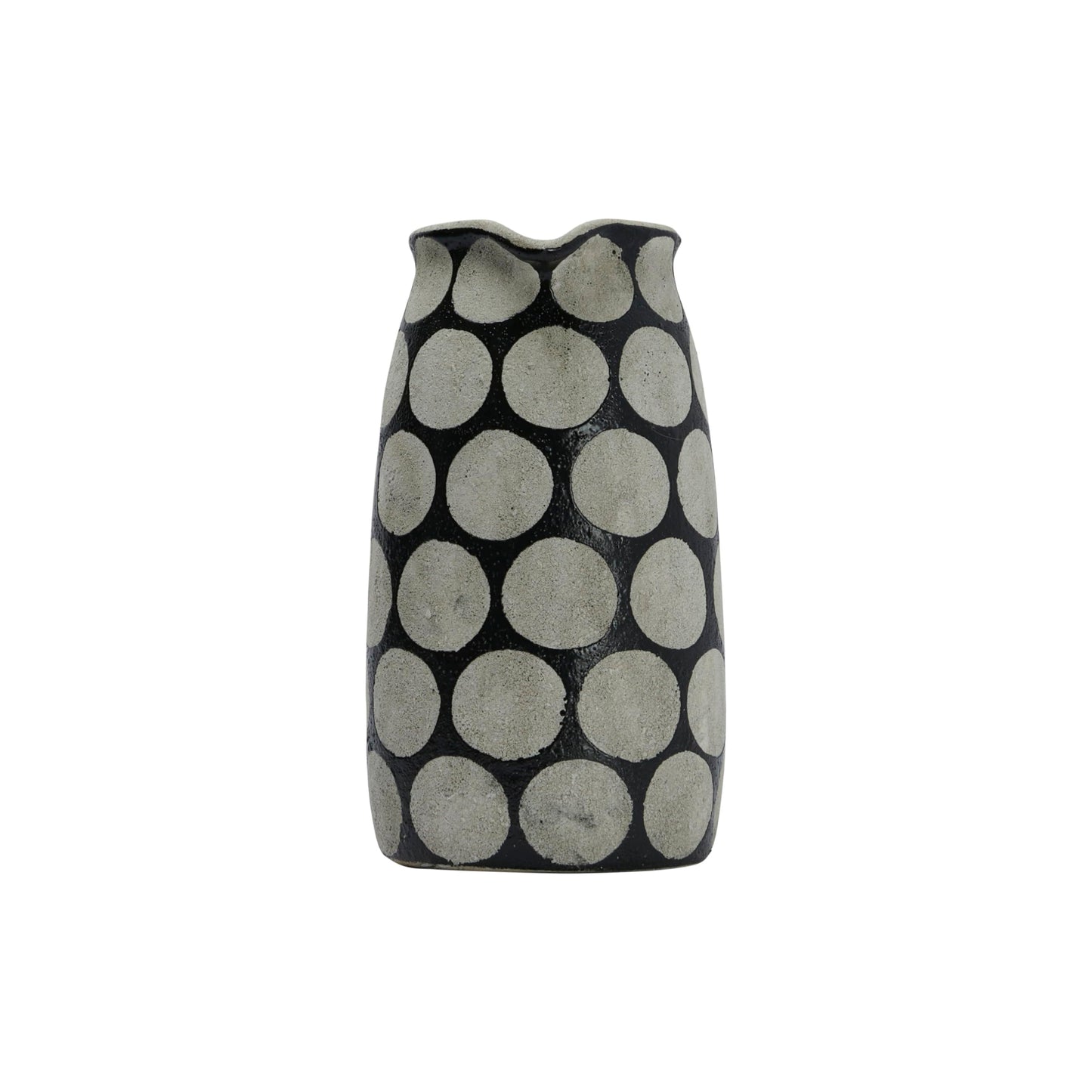 Creative Co-Op Decorative Terracotta Wax Relief Dots, Black and Natural Pitcher