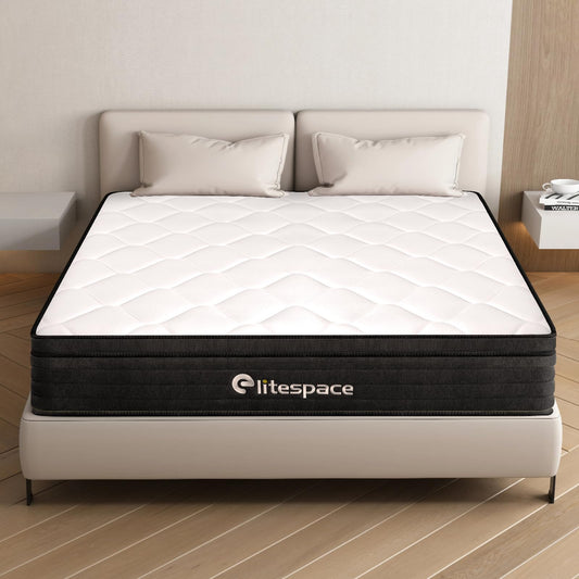 elitespace King Size Mattress,12 Inch Hybrid Mattress in a Box with Gel Memory Foam,Individually Wrapped Pocket Coils Innerspring,Pressure-Relieving and Supportive,100 Nights Trial.