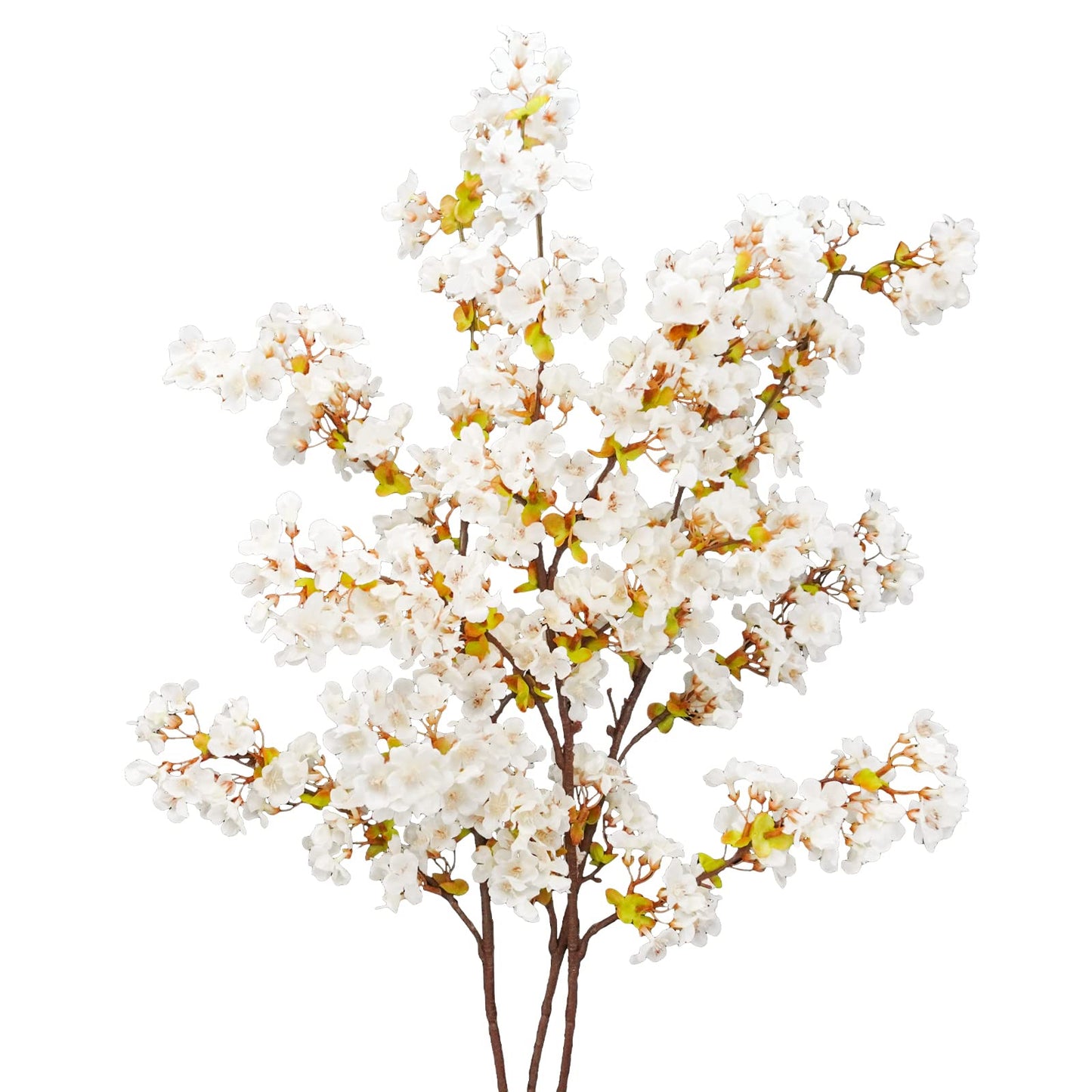 Uieke Silk White Cherry Blossom Branches, 39.3in Artificial Cherry Blossom Stems, Fake Plum Blossom Flowers Arrangement for Wedding Home Decor, Set of 8