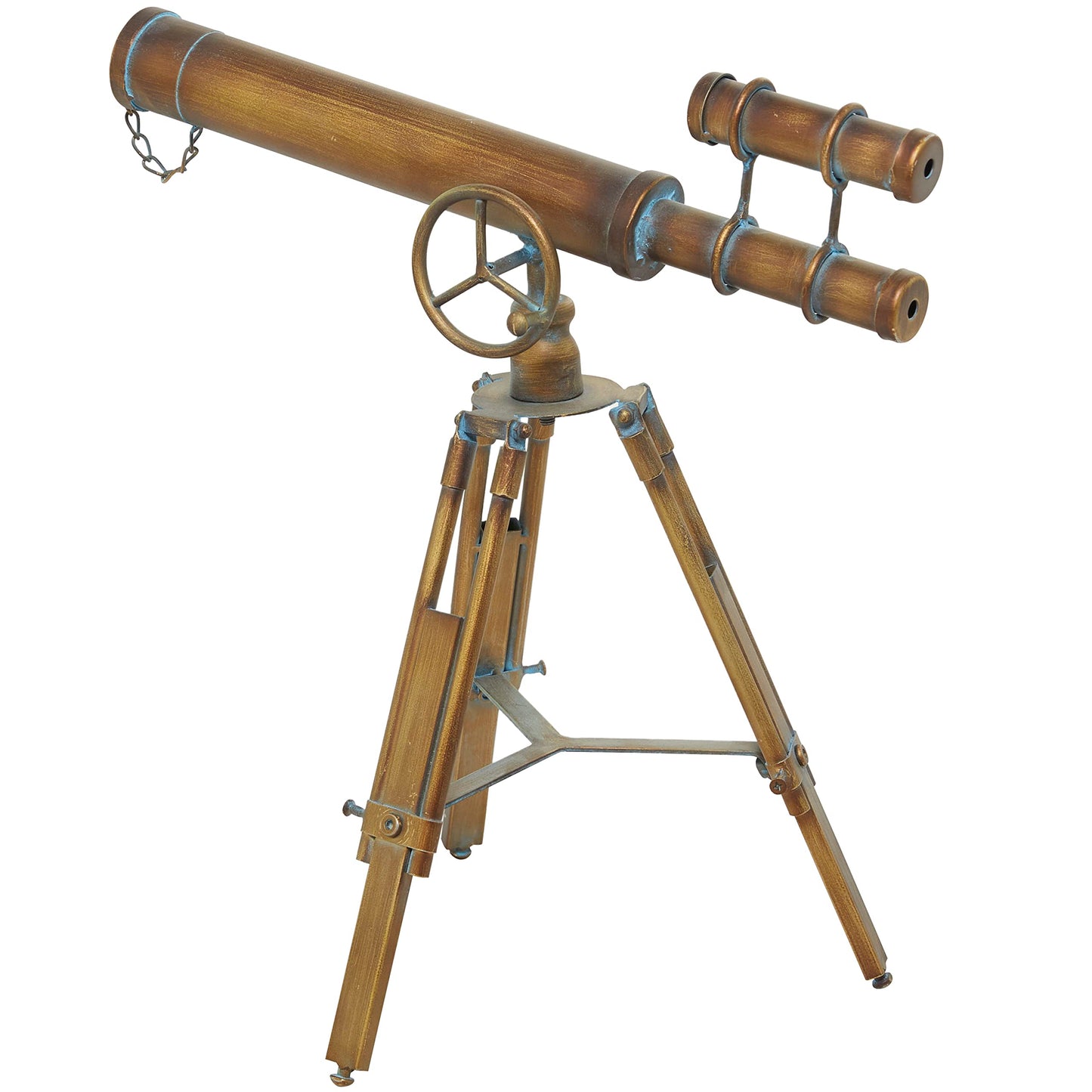 Deco 79 Metal Telescope, 17" x 11" x 18", Brass