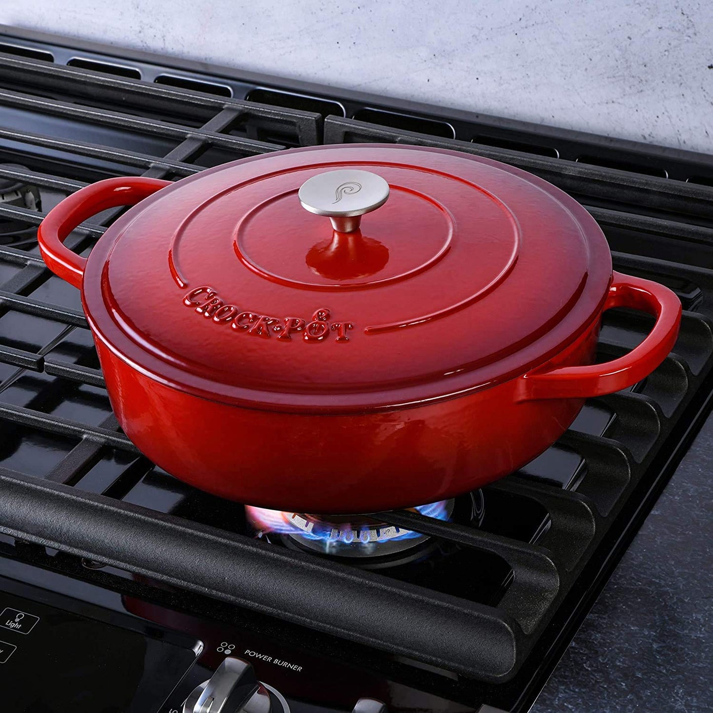 Crock-Pot Crock Pot Artisan Enameled Cast Iron Braiser W/Lid, 5 Quart, Scarlet Red