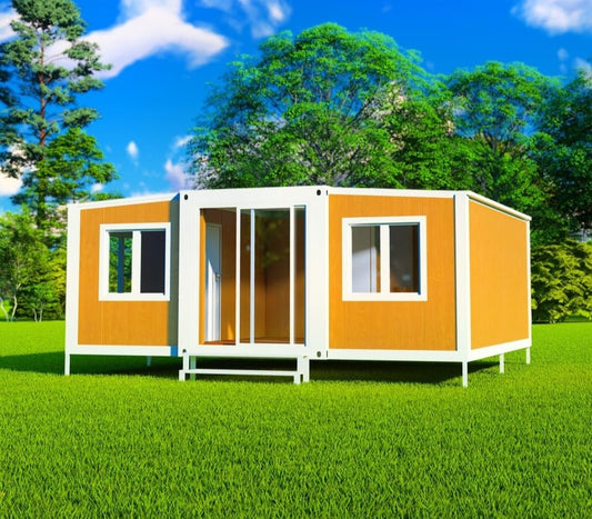 Portable Prefabricated House to Live in Tiny Home Mobile Expandable Prefab Foldable House for Hotel, Rent, S Guard, Hunting & Various Uses (40ft) (Yellow)