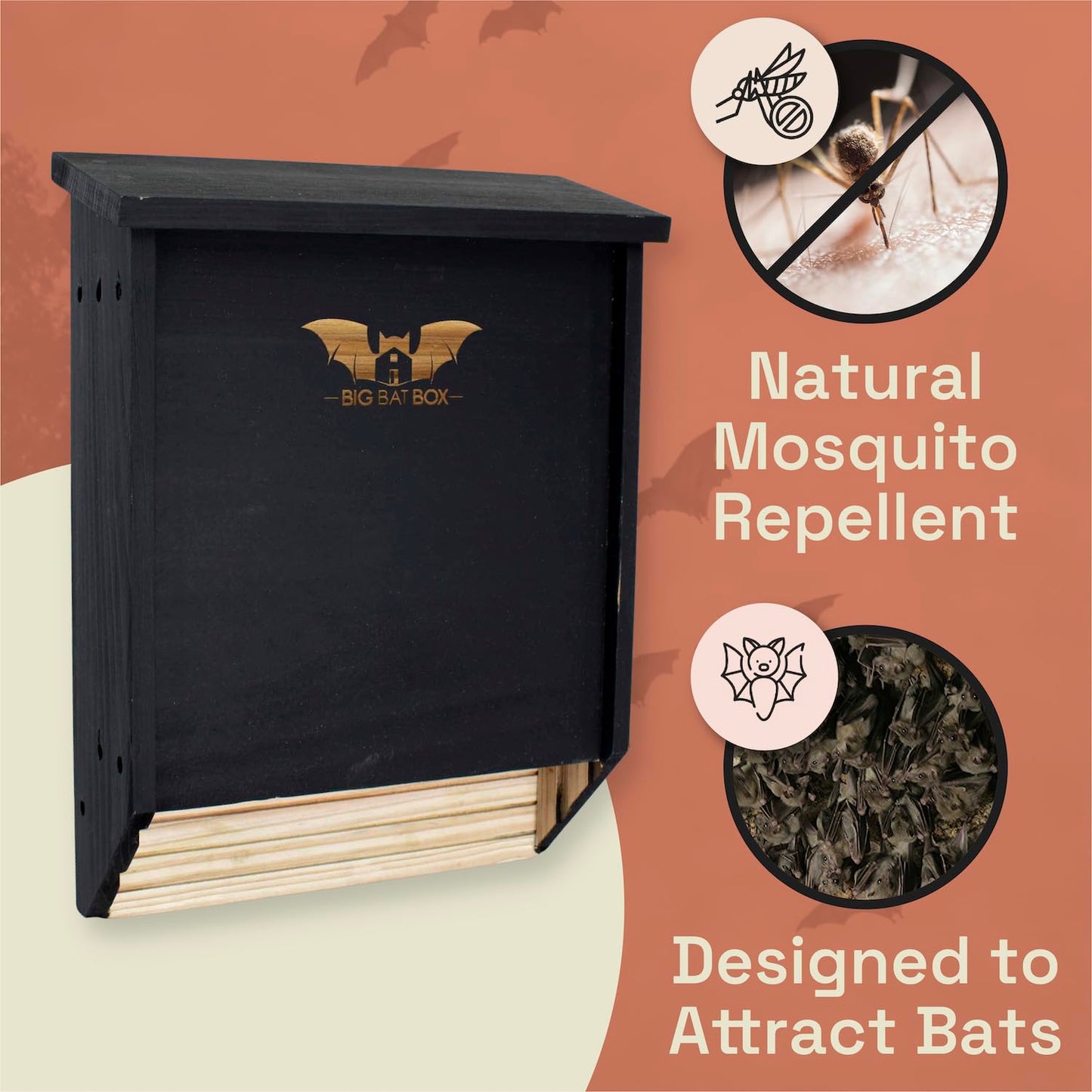 BIGBATBOX - Bat House for Outdoors - Clean Your Backyard from Mosquitoes - Wooden Bat House Kit - with Our Proven Bat Box Design, You are Almost Guaranteed to Attract Bats! WildYard