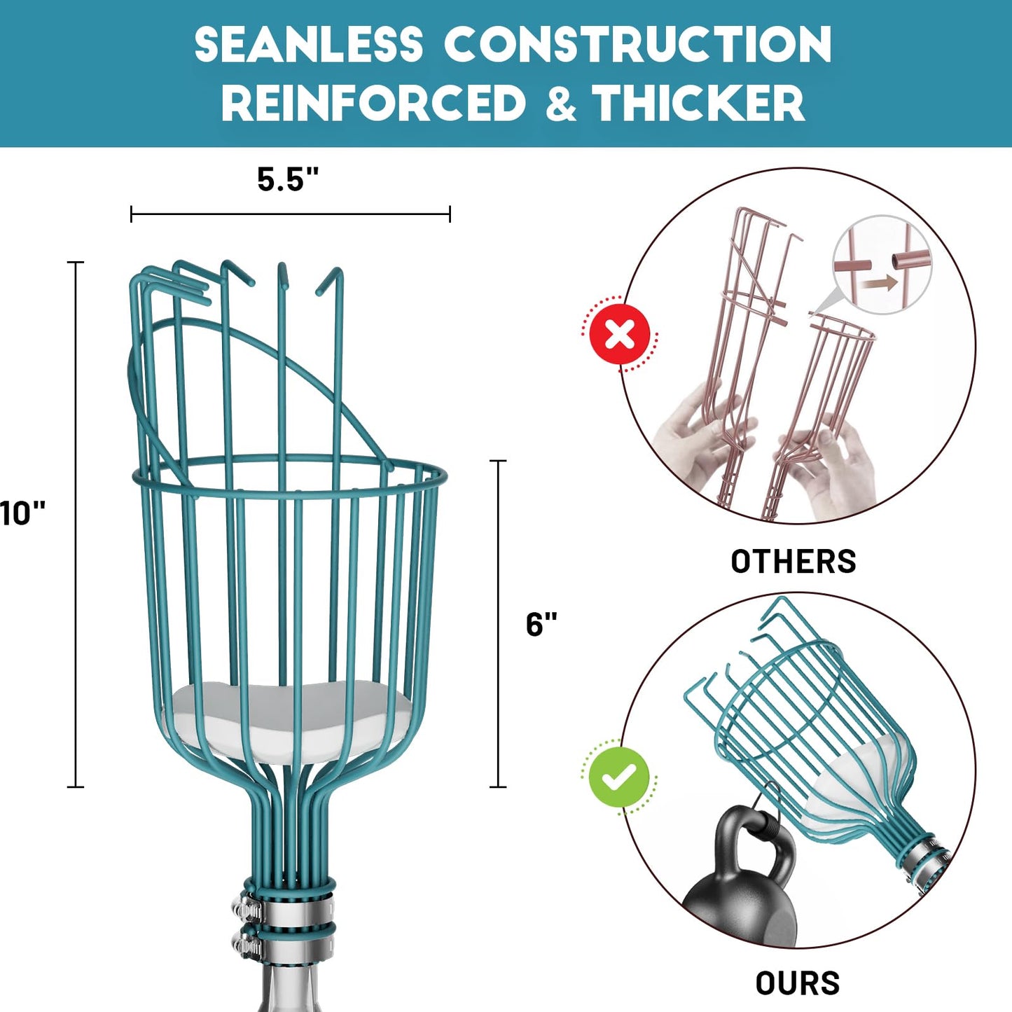 Telespro 12FT Telescoping Fruit Picker (20+ Foot Reach) | Lightweight High-Grade Aluminum Extension Pole with Easy Attach Twist-On Apple Basket | Durable Fruit Picking Tool