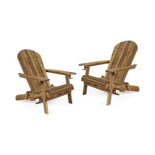 Christopher Knight Home Crystal Outdoor Acacia Wood Folding Adirondack Chairs (Set of 2), Natural