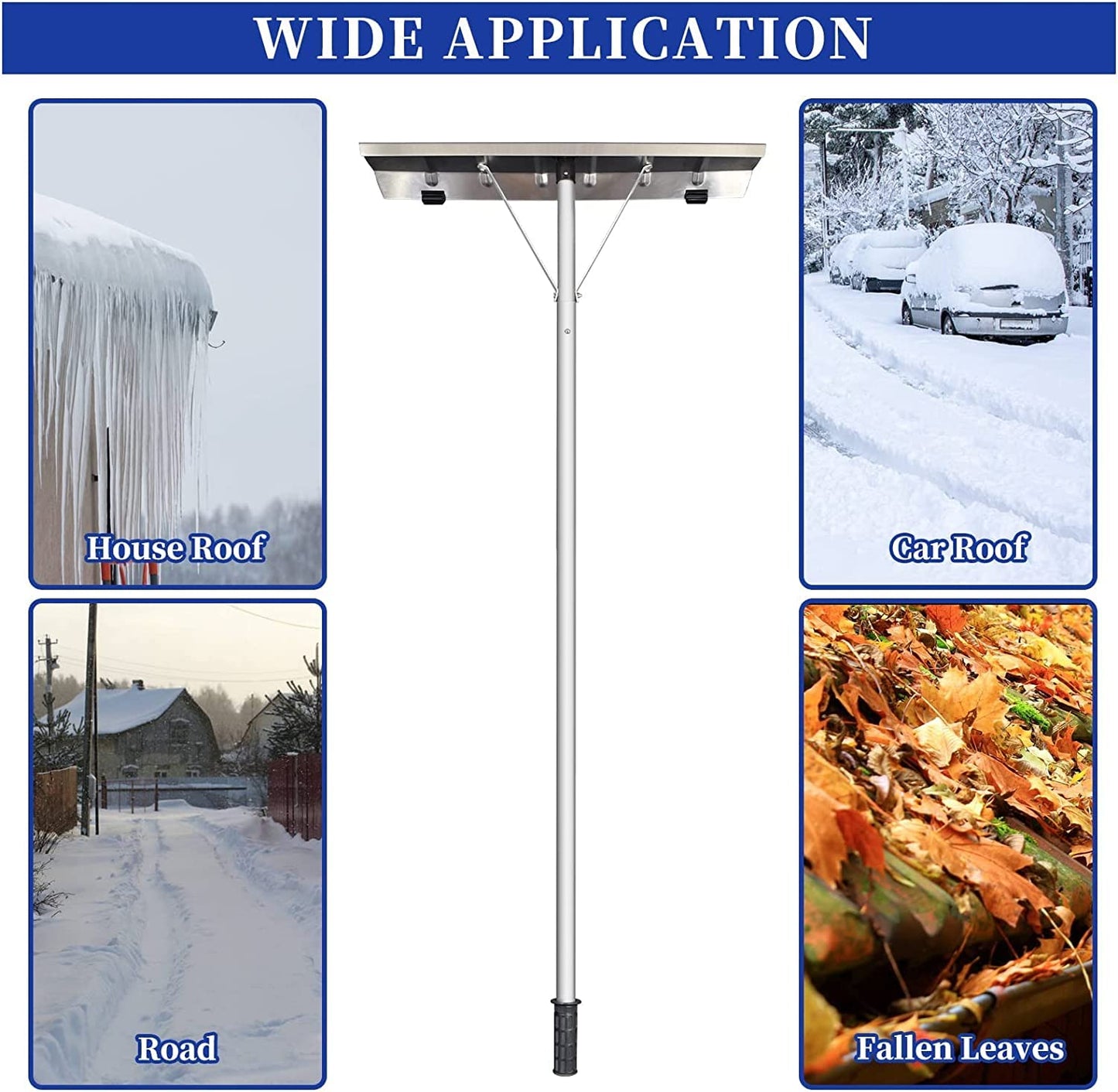 20 Feet Aluminum Snow Rake, with 25.5 Inch Blade, 5 Extension Tubes & Anti-Skid Handle, Telescoping Snow Removal Tool for Removing Snow, Leaves, Debris…