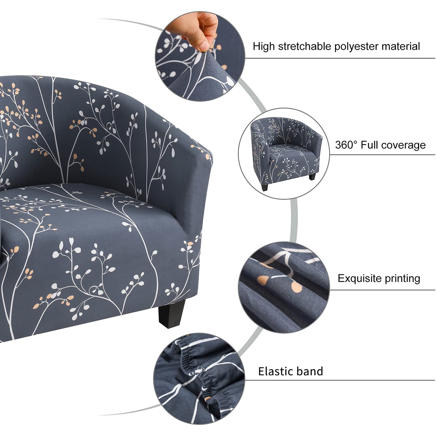 NILUOH Club Chair Slipcover Tub Chair Cover Stretch Armchair Covers Sofa Cover Furniture Protector for Living Room (04)