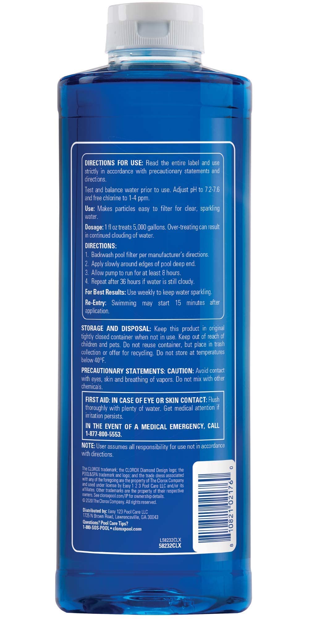 Clorox® Pool&Spa™ Swimming Pool Super Water Clarifier, Creates Crystal Clear Pool Water, 1 Quart (Pack of 1)