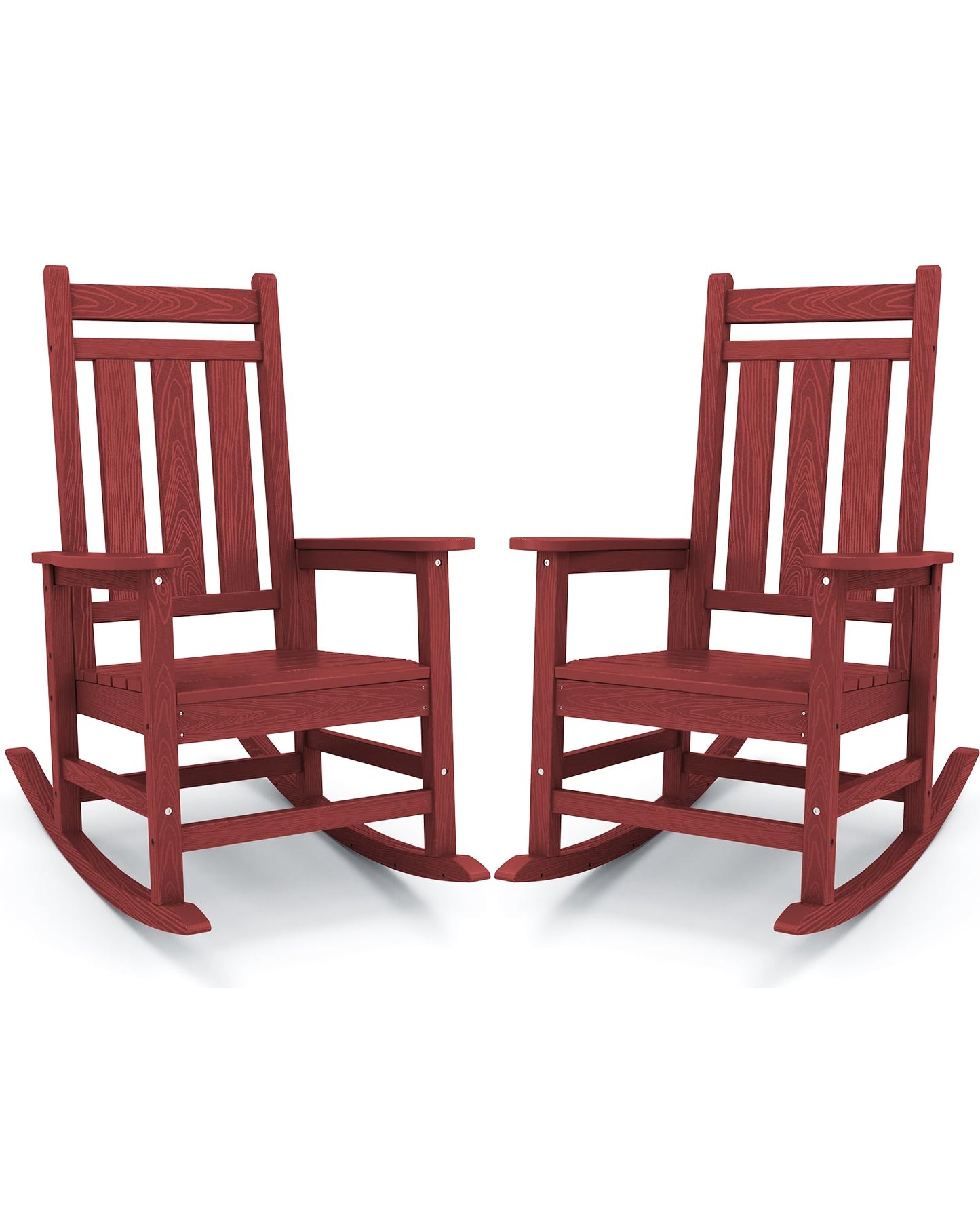 KINGYES Outdoor Patio Rocking Chair Set of 2, Red