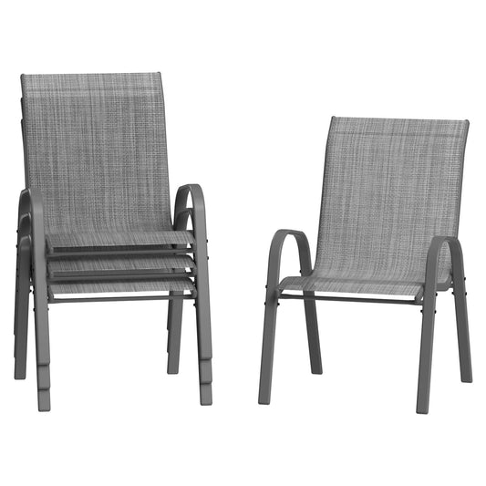 Amopatio Patio Chairs Set of 4, Breathable Garden Outdoor Furniture for Backyard Deck,Outdoor Stackable Dining Chairs for All Weather, Dark Grey