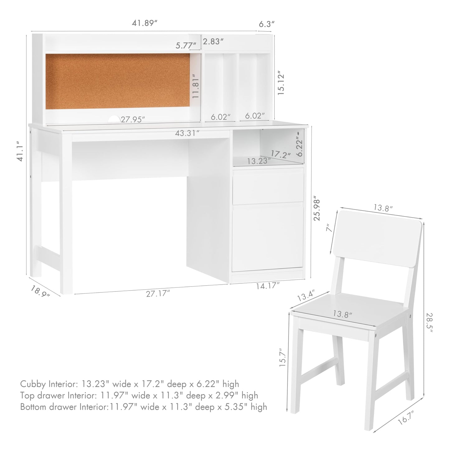 Spirich Kids Desk and Chair Sets, Kids Study Desk Set with Hutch and Storage, Children Wooden Study Table for 5-12 Years Old, Student Writing Desk Computer Workstation