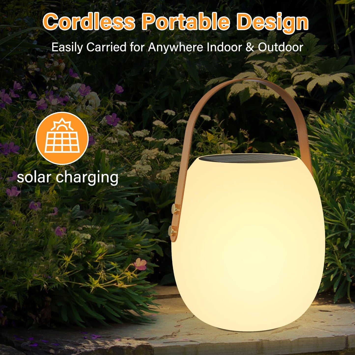 Outdoor Lanterns for Patio Waterproof for 1800mAh Battery Lantern with Solar Lanterns Outdoor DC-USB Rechargeable, Warm White+ Cool White, for Outside/Indoor Camping Garden Yard