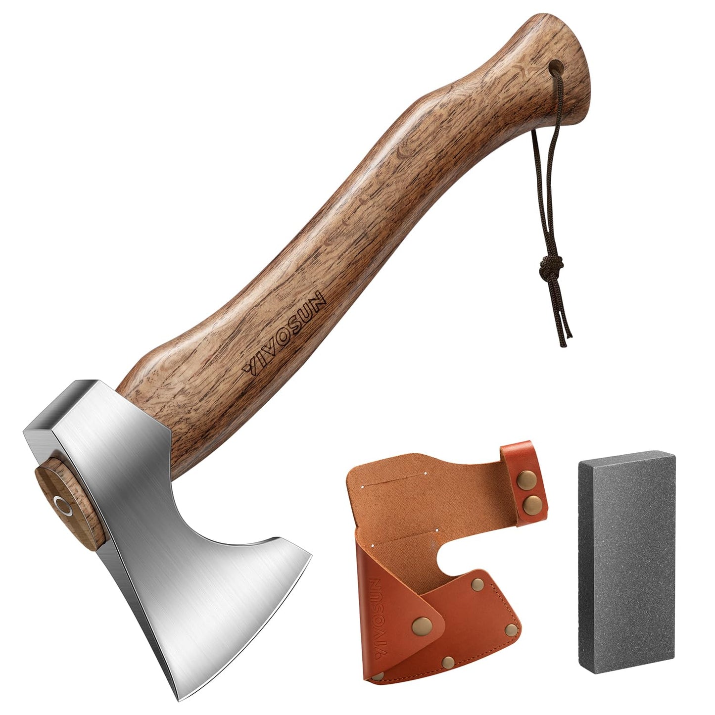 VIVOSUN Hatchet Axe with Sheath, 13” Hand Axe, Camping Axe Survival Hatchet with Wooden Handle, Splitting Axe for Bushcraft, Gardening, Wood Chopping Cutting