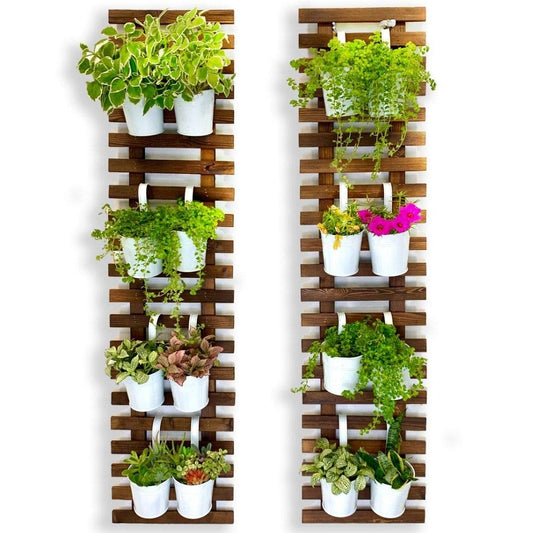 ShopLaLa Wall Planter - 2 Pack, Wooden Hanging Large Planters for Indoor Outdoor Plants, Live Vertical Garden, Plant Wall Mount Flower Pot Holder Hanger Stand Green Herb Wall Decor 47.2" (120cm)