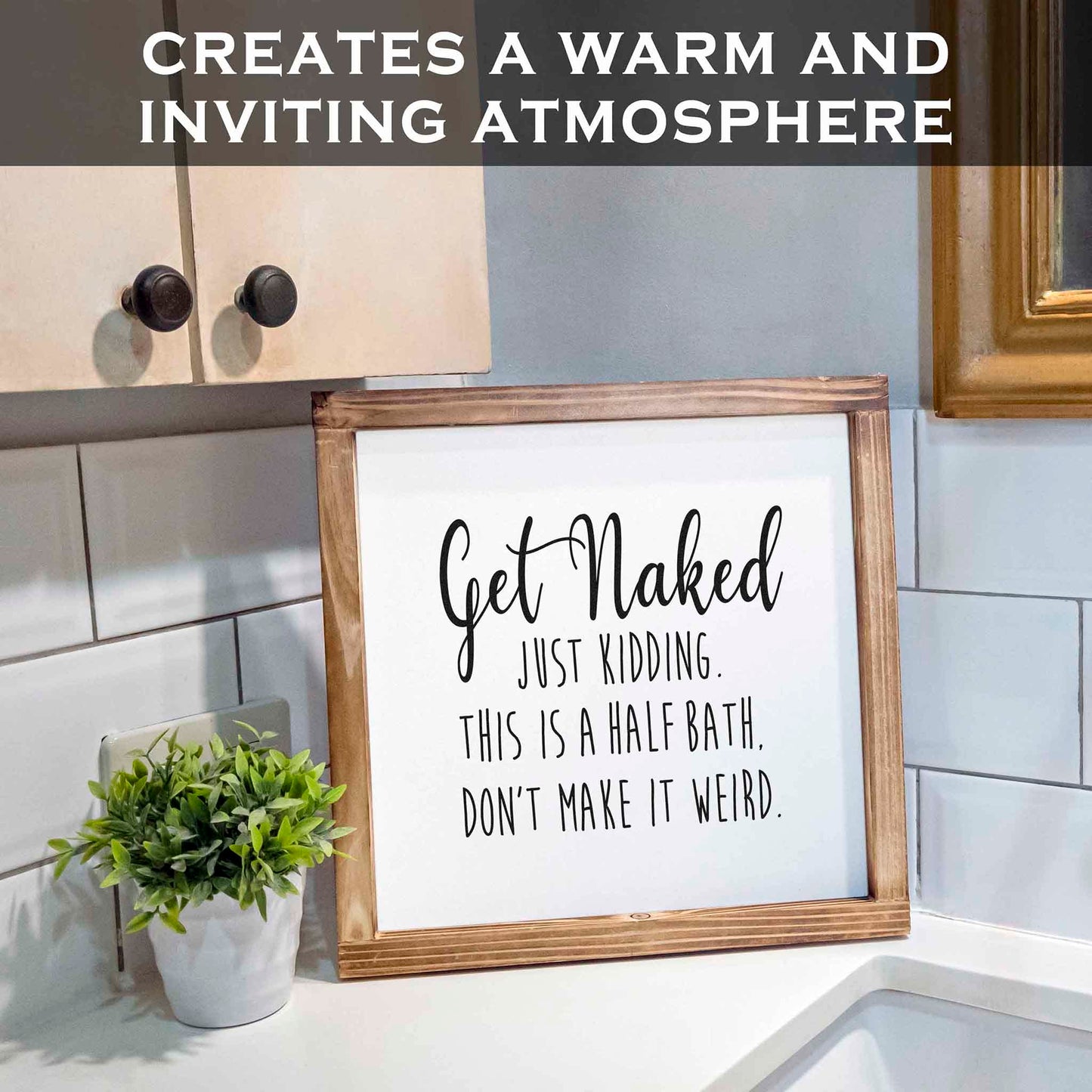 Get Naked Sign For Bathroom Decor Wall 12x12 Inch - Rustic Bathroom Get Naked Just Kidding This is a Half Bath, Bathroom Signs Decor Farmhouse