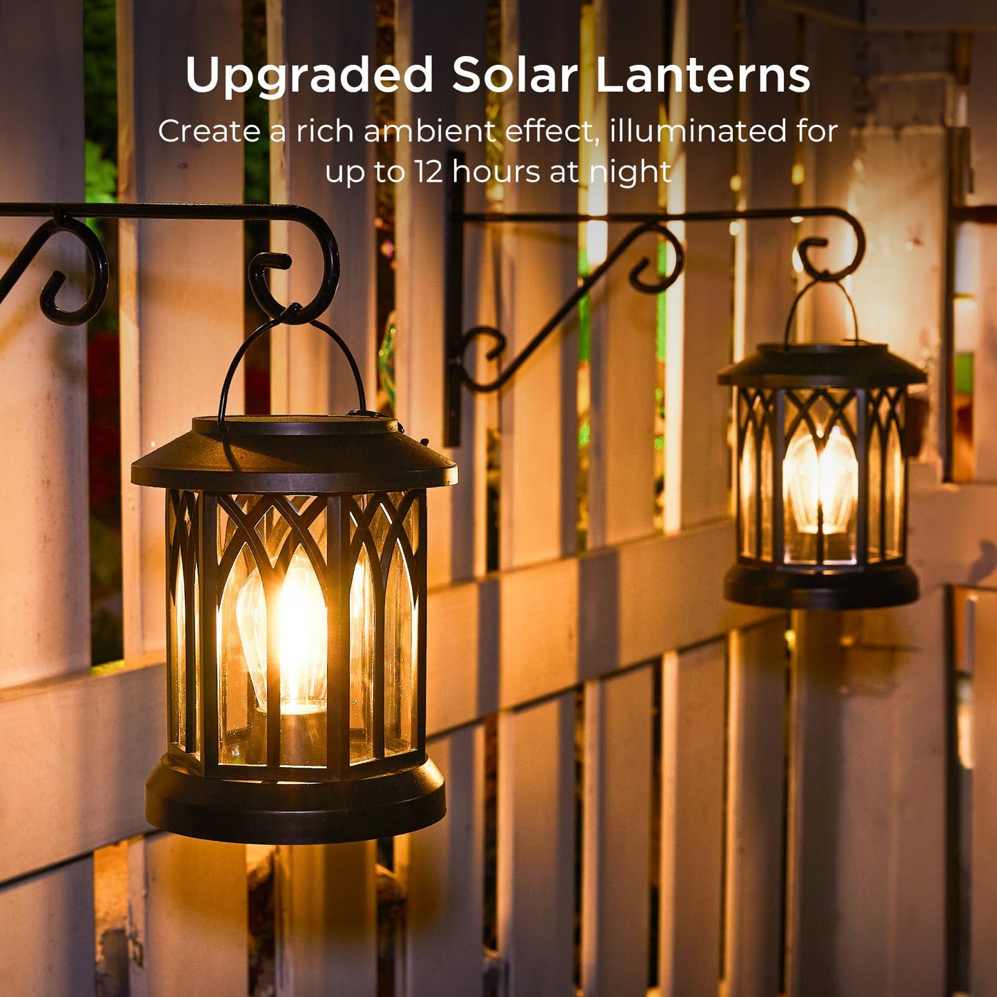 WdtPro Solar Lanterns Outdoor Hanging 4 Pack, Upgraded Bright Solar Lantern Lights Outdoor Waterproof, Solar Powered Lantern Over 12Hrs Solar Lights for Outside Garden Yard Patio Decor (Warm Light)