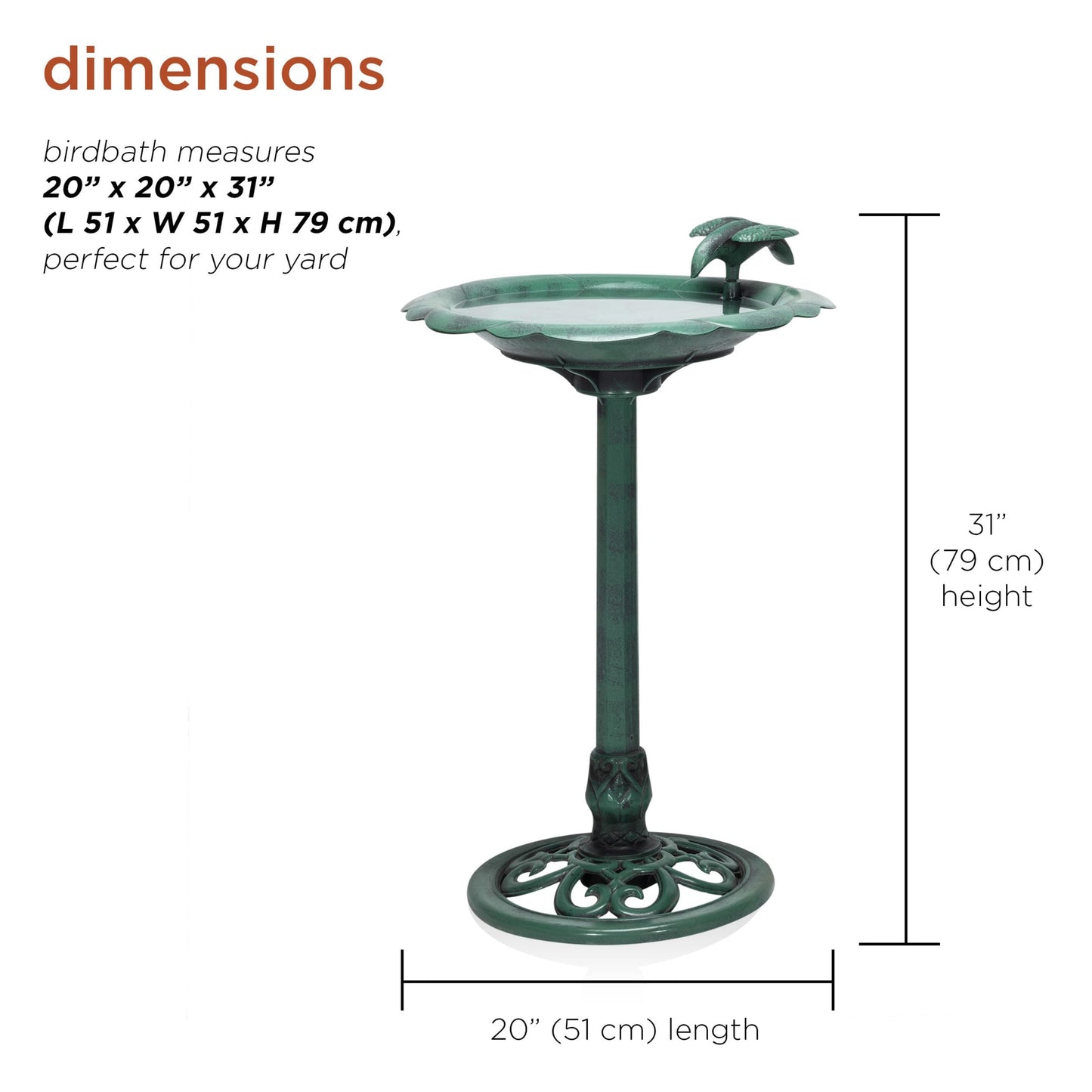 Alpine Corporation 31" Tall Outdoor Antique Flower Birdbath with Bird Decoration Yard Statue