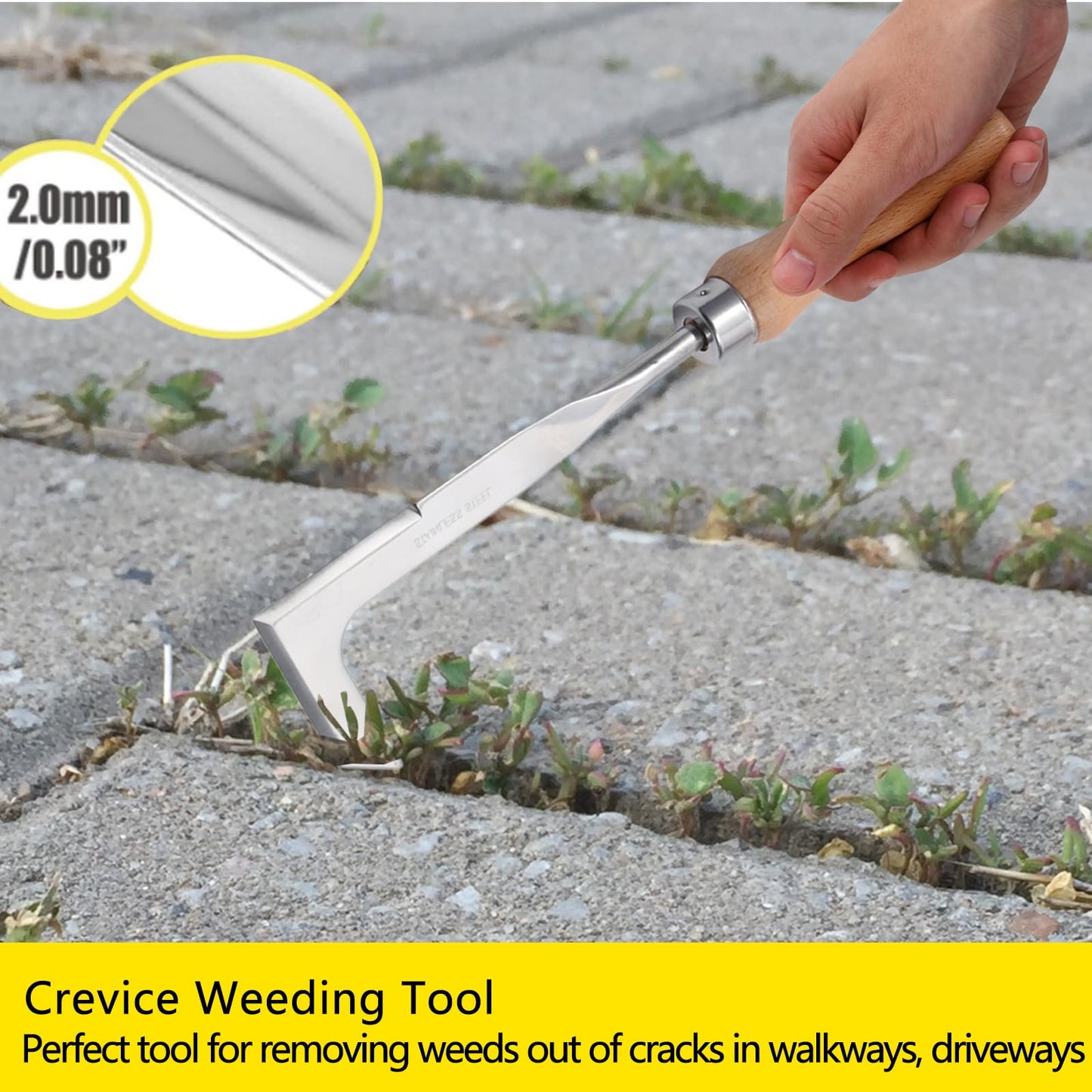 3 Pack Weed Puller Tool, Manual Hand Weeder Paver, Crack Weeder, Stainless Steel Crevice Weeding Digger Tool, Paving Brick Moss Removal, L-Shape Gardening Crack Sickle for, Lawn Edger and Driveway