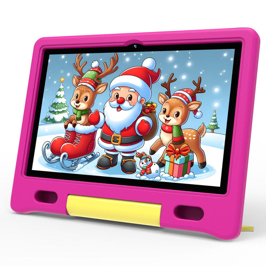 ApoloSign Kids Tablet, 10 Inch Android 13 Tablet for Kids, Expandable Storage, Long Battery Life, WiFi, Bluetooth, Drop-Proof Case, HD Display, for Toddlers and Children (Pink)