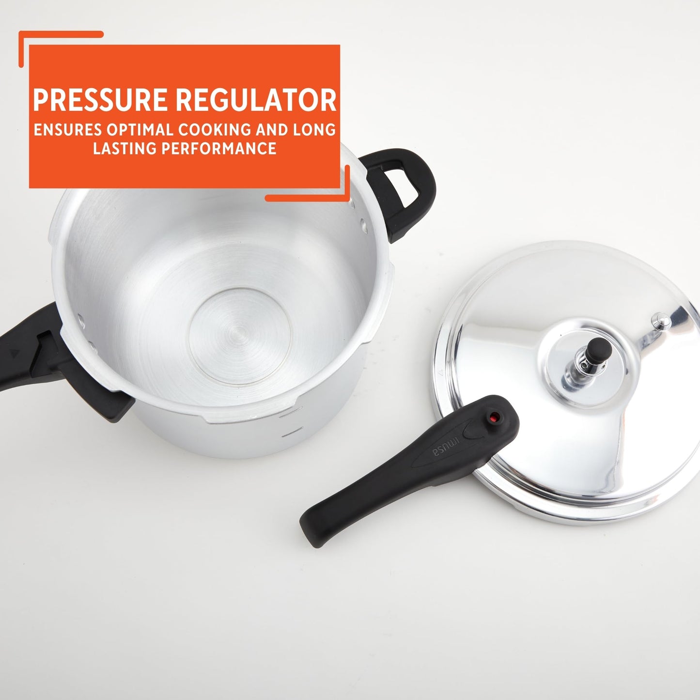 IMUSA 7 Quart Stovetop Aluminum Presure Cooker with safety valves for risk-free opening