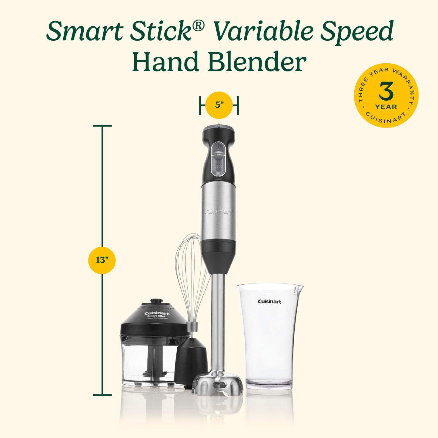 Cuisinart CSB-179 Smart Stick Variable Speed Hand Blender, Stainless Steel