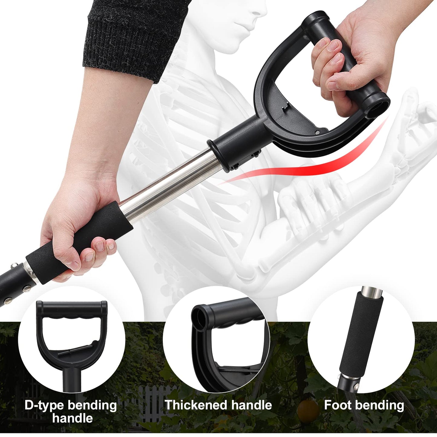 Shovels for Digging,31 inch Long & 1-1/4inch Diameter with Curved D -Shaped Handle Heavy Duty Car Shovel, Suitable for Excavation Camping Car Gardening.